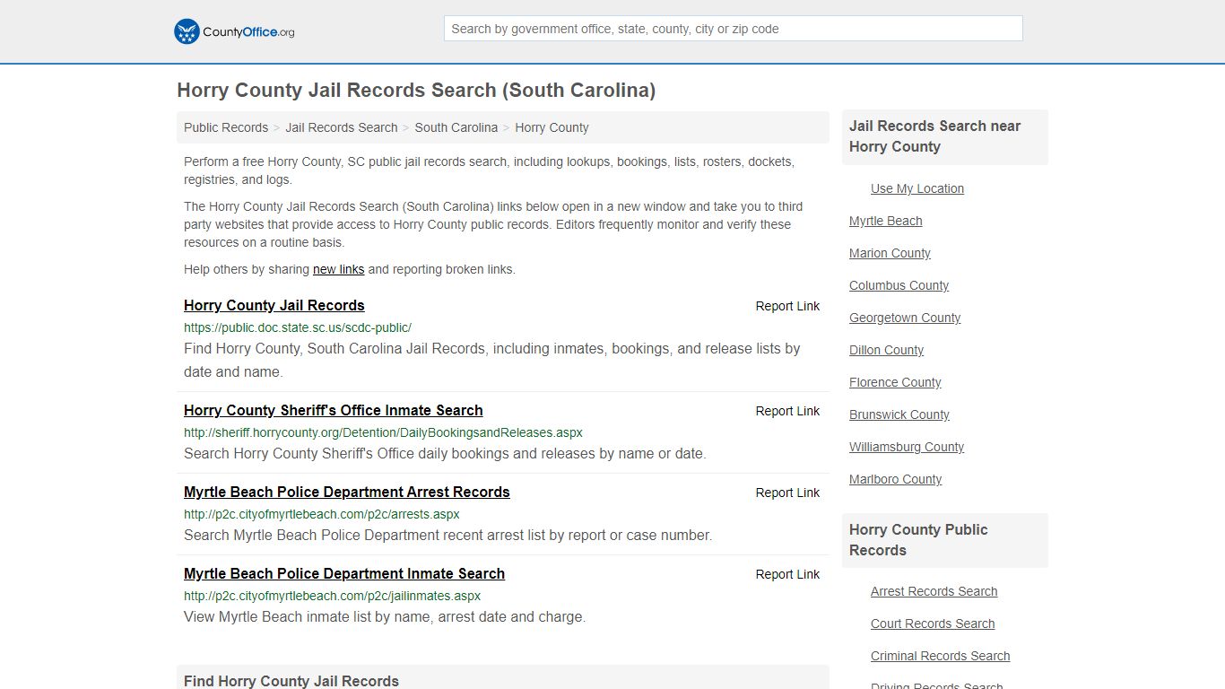 Jail Records Search - Horry County, SC (Jail Rosters ...