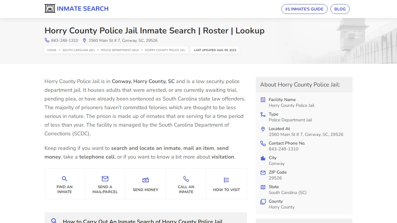Horry County Police Jail Inmate Search | Roster | Lookup